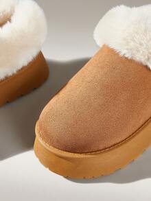 Solecia Winter Ladies Are Fashionable And Comfortable, Piled And Thickened Warm Snow Boots, New Plush Flanged And Piled Warm Slip-On Slouchy Ankle Boots. Outdo - Rust Brown - View 9