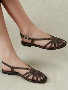 Styleloop 2026 New Sandals Round Toe Fashion Woven Flat-Soled Women's Shoes - Coffee Brown - View 2