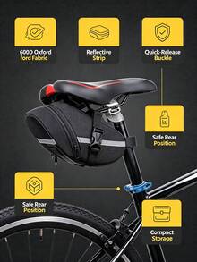 Bicycle Saddle Bag, Bike Under‑Seat Rear Storage Pouch, Quick Release Cycling Tool Pack, Durable Oxford Fabric Bike Saddle Pouch For Mountain Bike Road Bike Commuting Riding - multicolor - View 4