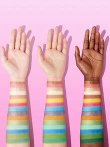THE POWERPUFF GIRLS X SHEIN 1 buah Palet Eyeshadow Macaron 16 Warna, Nuansa Warna Pelangi, Pigmentasi Tinggi, Skema Warna Serbaguna, Kombinasi Glitter Halus + Matte yang Beragam - Makaron - View 8