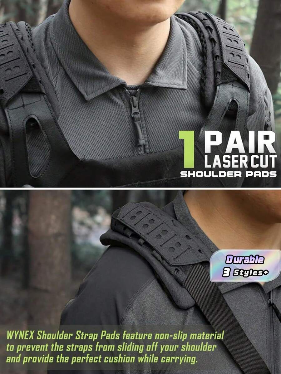 1Pc Mesh Shoulder Pad Protector, Breathable Laser‑Cut Tactical Vest Shoulder Strap Cushion, Comfort Padded Cover For Hunting Vest, Backpack, Outdoor Gear - multicolor - View 1