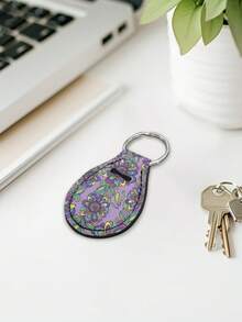 1PC Polyester Fabric Keychain Purple Paisley Floral Print Teardrop Pear Shaped Pendant Bag Charm For Backpack Wallet Fashion Creative Mini Gift Ornament Boho Retro Travel Accessory Lightweight Durable Unique Stylish Decorative Fringe Free - Multicolor - View 4