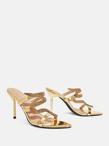 CUCCOO TILAWA Sexy Pointed Women's High Heels - A Delicate Rhinestone Heterosexual Design With A Slip-On Design, Perfect For Parties And Formal Events, Stilettos - Gold - View 9