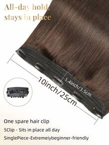 Ekstensi Rambut Satu Potong Jepit Rambut Manusia 5 Jepit 3/4 Kepala Penuh Jepit Ekstensi Rambut Remy, Desain Satu Potong Menambah Volume Rambut #2 Warna Cokelat Tua Rambut Lurus Untuk Rambut Tipis/Penggunaan Salon Dan Untuk Semua Wanita/Anak Perempuan Penggunaan Sehari-hari - S2 - View 2