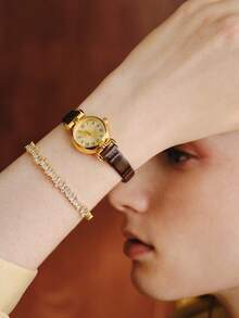 Opalesca Osmanthus Small Brown Highly Attractive Light Luxury Niche Retro Art Watch Waterproof Small Exquisite High Sense Of Simplicity - Brown - View 5