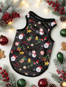 PETSIN 1pc Santa Claus Cartoon Pet Christmas Vest For Dogs - Multicolor - View 3