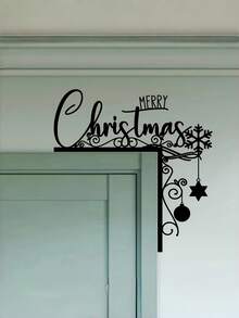 1Pc Christmas Door Corner Metal Sign Snowflake Merry Christmas Hanging Ornament Festive Window Corner Decoration For Home Holiday Winter Party Decor - multicolor - View 7