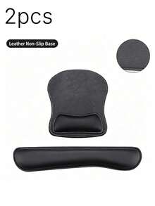 2pcs PU Leather Wrist‑Support Mouse Pad, Soft Wrist Rest Cushion, Comfort Wrist Pillow For Computer Office Daily Use - View 13