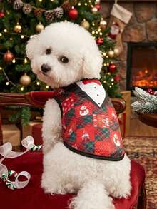 PETSIN 1pc Pet Christmas Suit-Style Celebratory Costume Lightweight Breathable Vest - Multicolor - View 4