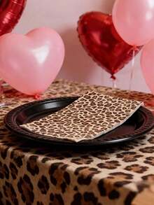 20pcs Leopard Print Theme Party Napkins, Fashionable Mixed Color Double-Layer Paper Napkins With Rhinestone Pattern, Suitable For Wedding, Birthday, Anniversary, Bachelorette Party And Various Celebration Events, Applicable For Wedding, Bridal Shower - Multicolor - View 5