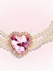 Popjeli 3pcs Pink Love Pearl Jewelry Set - Pink - View 8