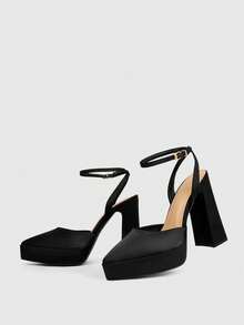 CUCCOO LuxiPop High Heels Shoes Simple Fashion Banquet Shoes - Black - View 7