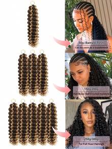 Boho Braids Miracle Knots Crochet Human Hair In 100% Remy Deep Wave Feather Line Crochet Hair Braids Salon Silky Seamless Invisible Highlight Paino Color P4/27# Feather Crochet Human Hair Braiding For Women Micro Pre Looped Deep Wave Extensions - S4/27 - View 3