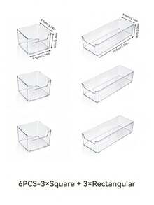 1/2/6/10/20PCS Combination Clear Plastic Drawer Organizer Set,Transparent Dresser Storage Box, Exquisite Storage Box,Desk Drawer Divider Organizers And Storage Bins For Makeup, Jewelry, Gadgets For Kitchen, Bedroom, Bathroom - transparent color - View 12