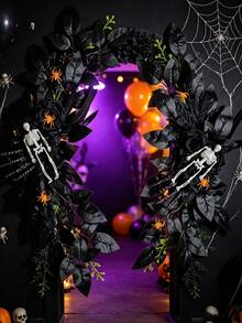 2 Buah Rangkaian Bunga Mawar Hitam Merah Gaya Gotik, Sulur Buatan dengan Daun Maple & Buah Beri untuk Lengkungan Pernikahan, Dekorasi Dinding Rumah, Pesta Halloween - Aneka warna 2 - View 7