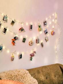 Teckwe 1set 1/2/3/4/5/10M Home Decor Photo Clips Light String,Indoor Bedroom Wall Decoration Fairy Light String With Plastic Clips, Wedding Birthday Party Decor Light String, Christmas Tree Decoration Lights,Girls' Room Wall Decorative Light String - Yellow light - View 9