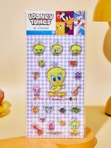 LOONEY TUNES X POKOJA LAND Tweety Bird 3D Puffy Sticker Sheet 4 Style Options, Transparent PVC Bubble Glue Cartoon Decals With Character Figure & Mini Item Shapes, Reusable Waterproof Stickers For Journaling Scrapbooking Laptop Suitcase Decor - Multicolor - View 8
