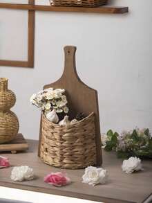 Rustic Woven Gourd Grass Wall‑Mounted Storage Basket, Creative Handmade Wall Hanging Flower Pot, Decorative Wall Basket Ornament - Multicolor - View 2