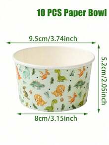 25pcs 8oz Disposable Paper Bowls, Suitable For Ice Cream Cups, Popcorn Boxes, Food Containers, Ideal For Home Kitchen, Restaurant Takeout, Picnic, Party, And Other Events, Perfect Choice For Kitchen Supplies And Food Packaging. Jungle Dinosaur Theme - Dinosaur - View 11