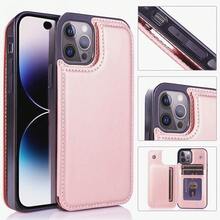 Teckwe Phone Case: (Double Buckle Microfiber Leather Case) Compatible With Iphone 18/17/16/15/14/13 Pro Max Plus AiR, Wallet Case With Card Holder, PU Synthetic Leather Kickstand Card Slot Case, Double Magnetic Buckle And Durable Shockproof Cover, Microfiber Leather Stand Design. - Pink - View 4