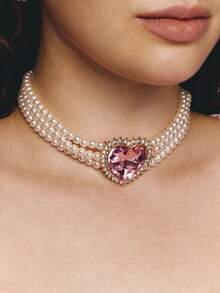 Popjeli 3pcs Pink Love Pearl Jewelry Set - Pink - View 3