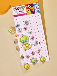 LOONEY TUNES X POKOJA LAND Tweety Bird 3D Puffy Sticker Sheet 4 Style Options, Transparent PVC Bubble Glue Cartoon Decals With Character Figure & Mini Item Shapes, Reusable Waterproof Stickers For Journaling Scrapbooking Laptop Suitcase Decor - Multicolor - View 7