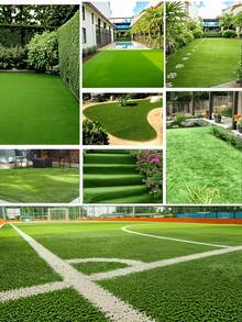 Luxury Thick Synthetic Grass Turf, Realistic Artificial Lawn For Garden Playground Party Decor, Pet Training Potty Pad, Outdoor Dining Table Runner, Backyard Landscape Decoration, Holiday Outdoor Floor Mat - Green - View 3