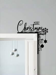 1Pc Christmas Door Corner Metal Sign Snowflake Merry Christmas Hanging Ornament Festive Window Corner Decoration For Home Holiday Winter Party Decor - multicolor - View 8
