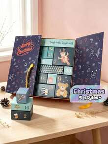 1/5 Pcs ChristmasDecorations,1 Set Christmas Countdown Calendar,Blue/Pink/Green/Red,Includes 24 Cardboard Treasure Boxes,Can Be Used To Fill Countdown Calendar Storage Boxes,Perfect Choice For DIY Gifts And Holiday Decorations - View 1