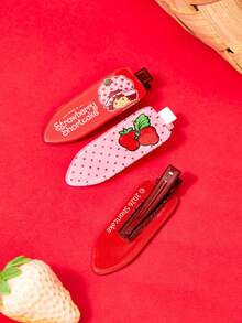 Strawberry Shortcake X Joivida مشبك شعر بنقاط بولكا أنيق وجميل على الطراز الكوري، مشبك غرة، هدية عصرية متعددة الاستخدامات - متعدد الألوان - مشاهدة 4