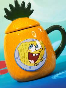 SpongeBob SquarePants | SHEIN 1個 12.68oz/375ml 鳳梨造型陶瓷馬克杯，耐冷耐熱，適用微波爐與洗碗機，適合盛裝水、牛奶、果汁、咖啡、海綿 - 黃橙 - 查看 5
