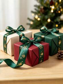 Christmas Satin Ribbon For Gift Wrapping Cake Decoration Bows DIY Craft Party Decor - green - View 5