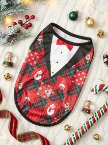 PETSIN 1pc Pet Christmas Suit-Style Celebratory Costume Lightweight Breathable Vest - Multicolor - View 2