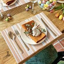 Spring Woven Placemats Set, Durable PVC Table Mats, Washable & Heat‑Resistant Dining Placemats, Table Decor For Daily Dining, Wedding, Banquet And Party Occasions - Multicolor - View 1