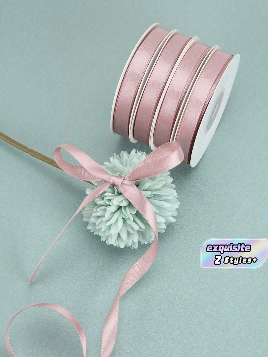 20碼 1捲 母親節情人節婚禮手工蛋糕禮品包裝緞帶 擦白花束包裝蝴蝶結 節日派對氛圍裝飾緞帶 - 豆沙粉 - 查看 1