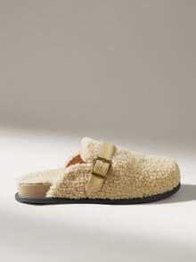 Solecia Women's Fashion Foot Cover Closed Toe Flats, Mao Mao Keeps Warm At Home - Khaki - View 1