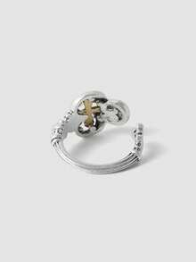 MortiRose Two Tone Cross Vintage Gothic Personalized Ring - Silver - View 3
