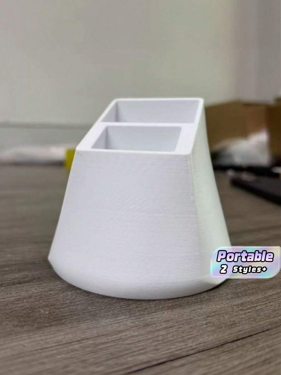 Tempat Penyimpanan Remote Control Bergaris Vertikal Cetak 3D, Kotak Organizer Penyimpanan Meja 2 Slot - MultiWarna - View 1