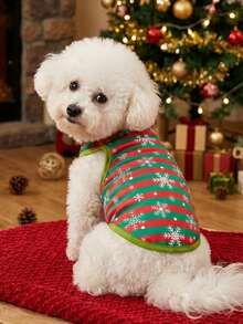 PETSIN 1pc Cartoon Snowflake Striped Christmas Dog Vest - Multicolor - View 3