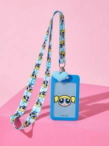 THE POWERPUFF GIRLS X SHEIN Cartoon Printed Card Holder With Lanyard, Holds 2 Cards, Ideal For Gifting - Rectangle - View 3