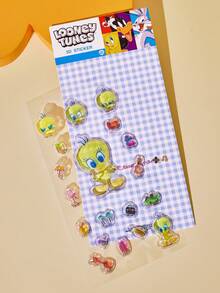 LOONEY TUNES X POKOJA LAND Tweety Bird 3D Puffy Sticker Sheet 4 Style Options, Transparent PVC Bubble Glue Cartoon Decals With Character Figure & Mini Item Shapes, Reusable Waterproof Stickers For Journaling Scrapbooking Laptop Suitcase Decor - Multicolor - View 9