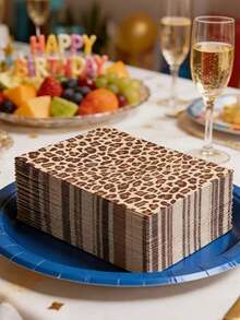 20pcs Leopard Print Theme Party Napkins, Fashionable Mixed Color Double-Layer Paper Napkins With Rhinestone Pattern, Suitable For Wedding, Birthday, Anniversary, Bachelorette Party And Various Celebration Events, Applicable For Wedding, Bridal Shower - Multicolor - View 4
