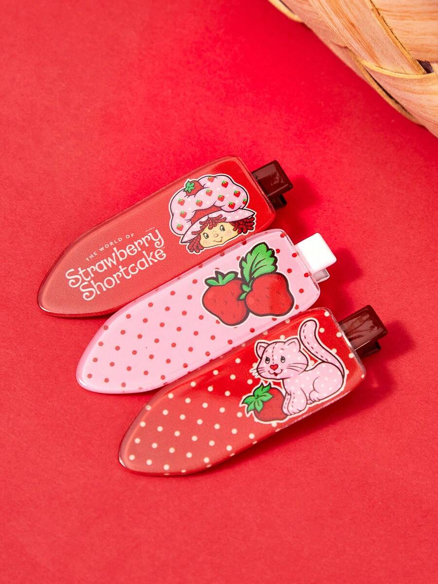 Strawberry Shortcake X Joivida مشبك شعر بنقاط بولكا أنيق وجميل على الطراز الكوري، مشبك غرة، هدية عصرية متعددة الاستخدامات - متعدد الألوان - مشاهدة 1