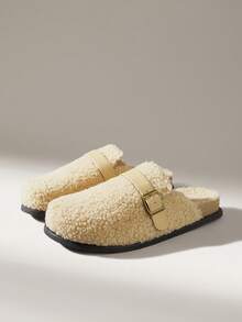Solecia Women's Fashion Foot Cover Closed Toe Flats, Mao Mao Keeps Warm At Home - Khaki - View 4