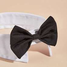 Adjustable Pet Bow Tie Collar, Formal Tuxedo Style Dog Cat Collar With Bowtie, Wedding Party Costume Accessory For Small Puppy Kitten - Black and White - View 2