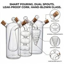 Haus Hana 2-In-1 Olive Oil And Vinegar Dispenser, Transparent Glass Oil And Vinegar Bottles, Oil Bottles With Dual Pour Spouts, Suitable For Kitchen Cooking Utensils - multi-specification - View 9