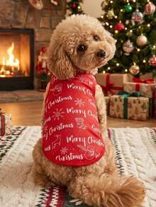 PETSIN 1pc Christmas Letter Print Pet Breathable Vest - Multicolor - View 5