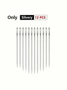 12pcs Stainless Steel Easy Thread Side Hole Sewing Needles, Hand Stitching Pins For Seniors, DIY Home Craft Supplies - White, Stitching Pins - Multicolor - View 15
