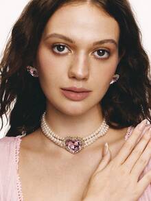 Popjeli 3pcs Pink Love Pearl Jewelry Set - Pink - View 7
