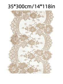 Muroi Mono 1pc 14*118 Inch Lace Table Runner, Embroidered Boho Wedding Table Runner, Vintage Country Lace Tablecloth Runner For Wedding Party Bridal Shower Decor - multicolor - View 8
